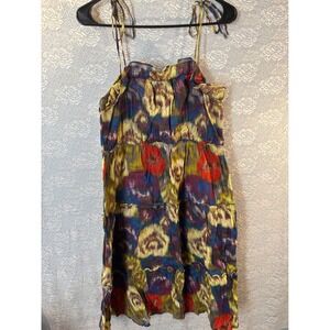 Old Navy Y2K Multicolored Tiered Mini Dress Boho Floral Pattern Cami Size Large